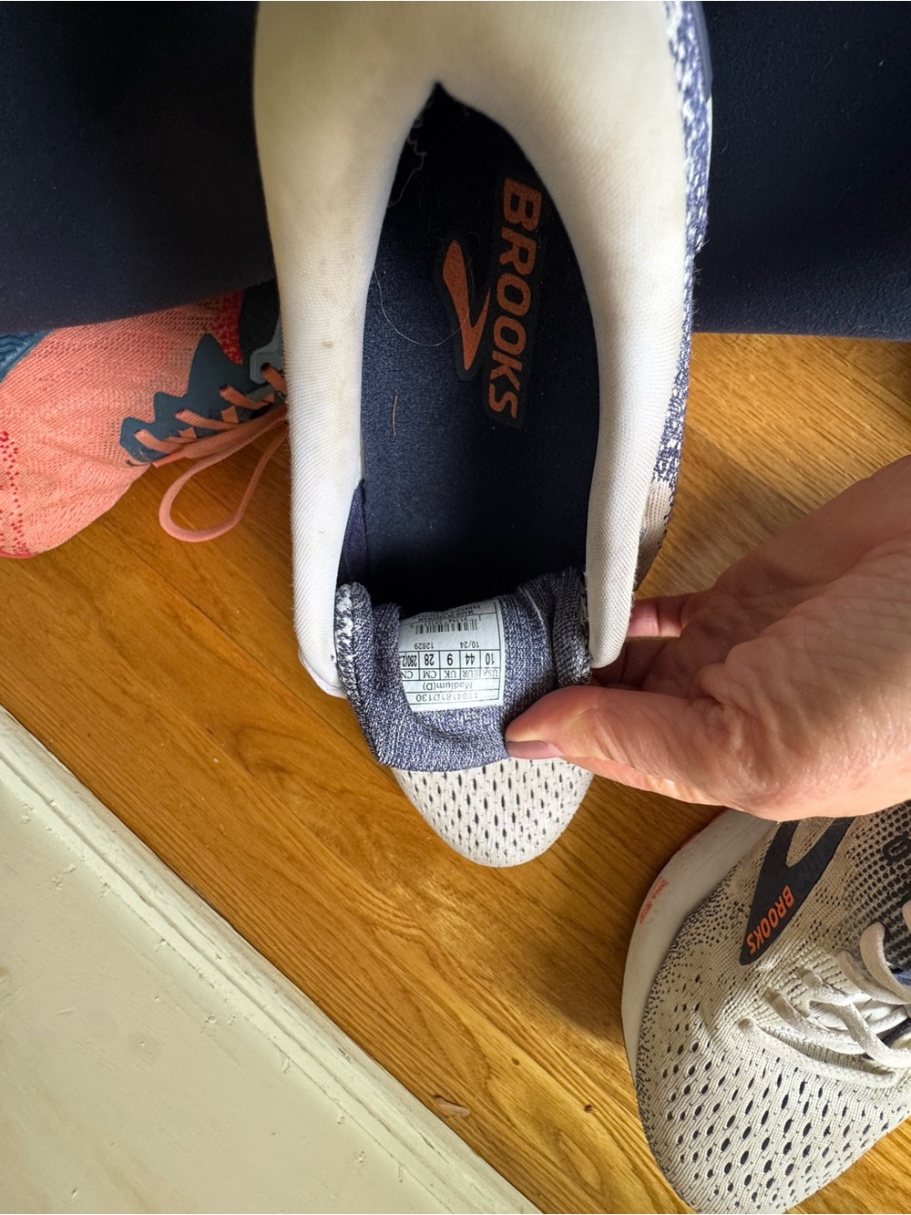Brooks Ghost 16 Running Shoes in Light Gray, Navy and Orange Accent - Picture 2 of 14